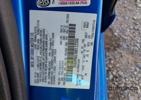 2011 Ford Fusion Sport z USA, uszkodzony, nr VIN 3FAHP0KC4BR152300